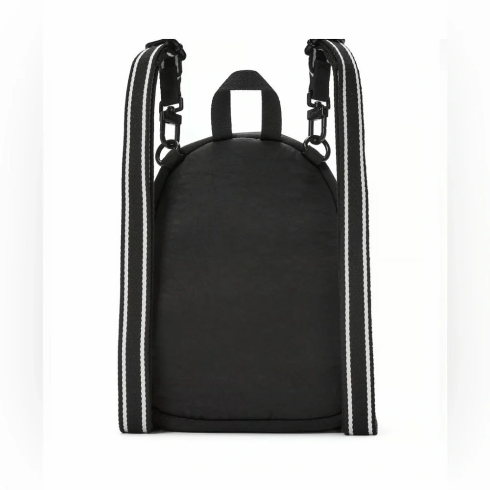 PINK Victoria's Secret Black Quilted‎ Mini Backpack with Striped Straps
